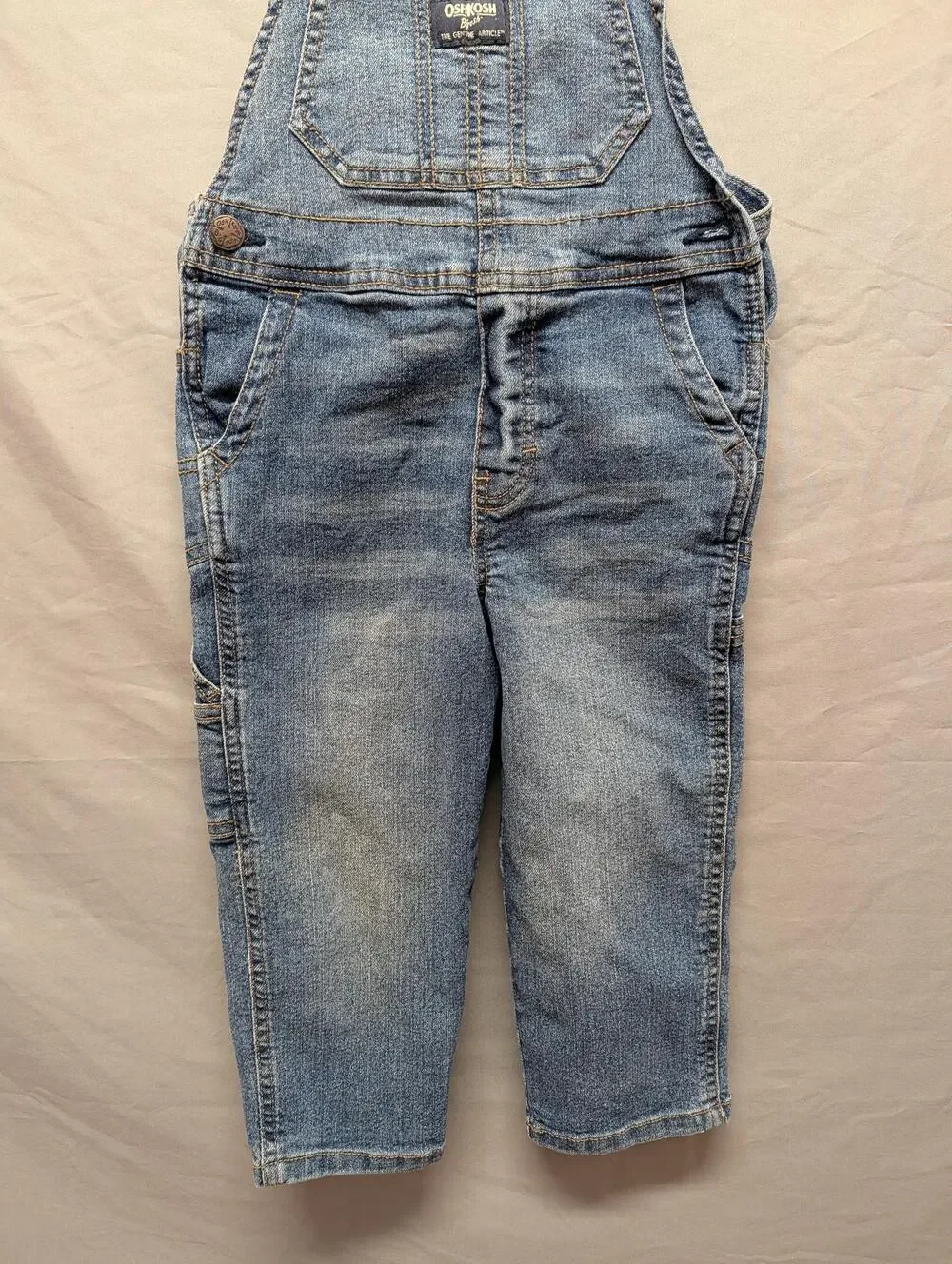 OshKosh B'gosh Overalls Boys 3T Blue Denim Bib Carpenter Adjustable Straps Kids